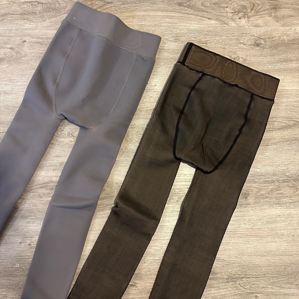 ComfyCo Warm Fleeced Lined Tights - 2 Pairs (Gray & Black) - Picture 6 of 11